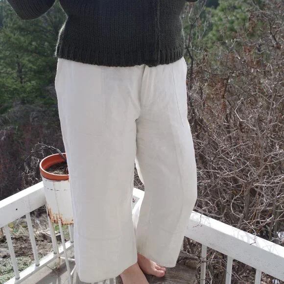 Linen Wide Leg Khaki Ladies Pants - Picture 6 of 9